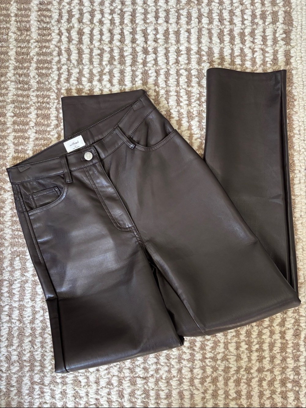 Aritzia Wilfred Melina Faux Leather Jeans — Dark Brown